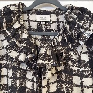 JCrew Collection Blouse Women's XL Top 100% Silk Long Sleeve  Ruffle Collar